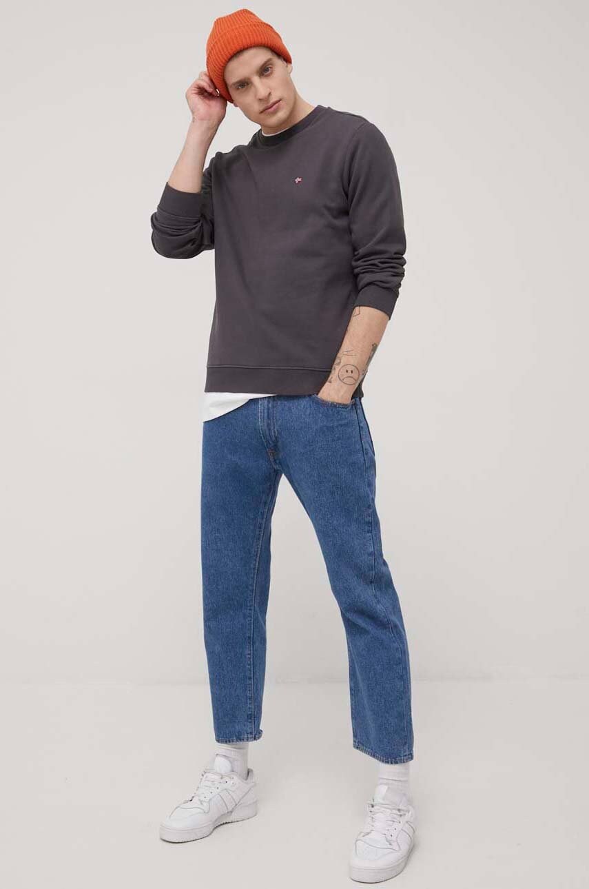 Napapijri bluza barbati, culoarea gri, neted