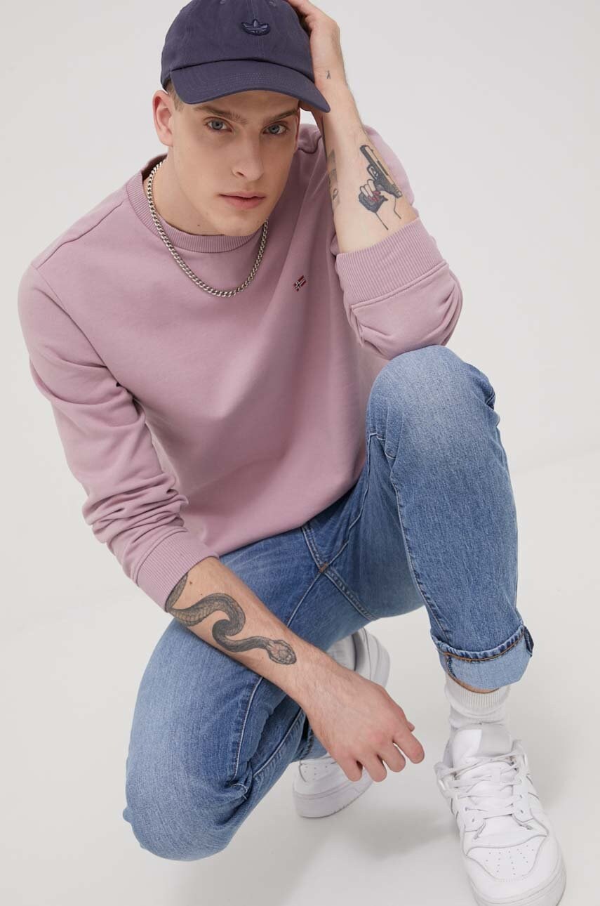 Napapijri bluza barbati, culoarea roz, neted