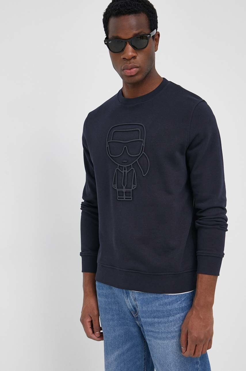 Karl lagerfeld bluza barbati, culoarea albastru marin, cu imprimeu