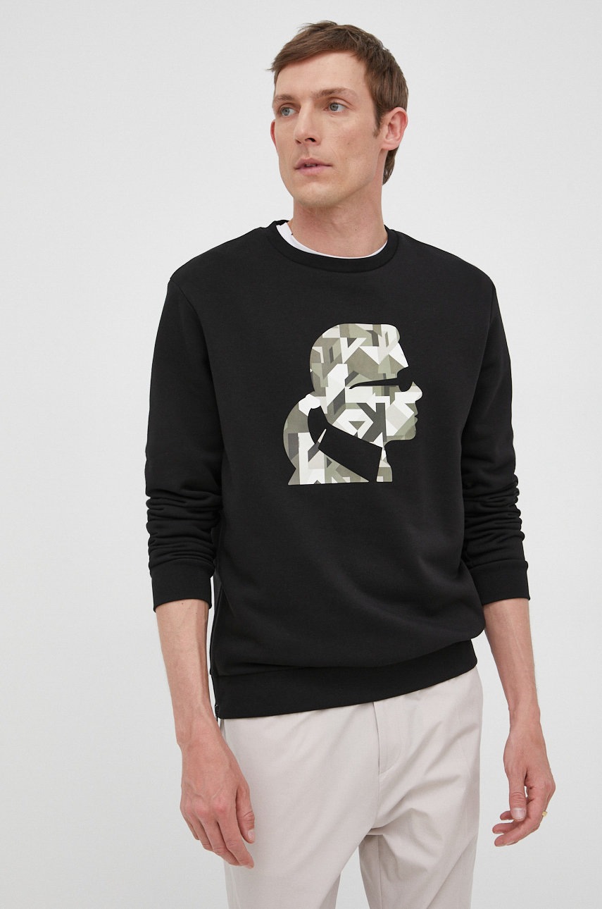 

Суичър Karl Lagerfeld в черно с принт, Черен