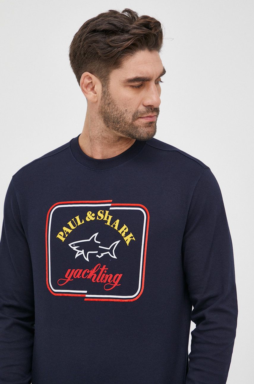 Paul&Shark bluza barbati, culoarea albastru marin, cu imprimeu answear.ro