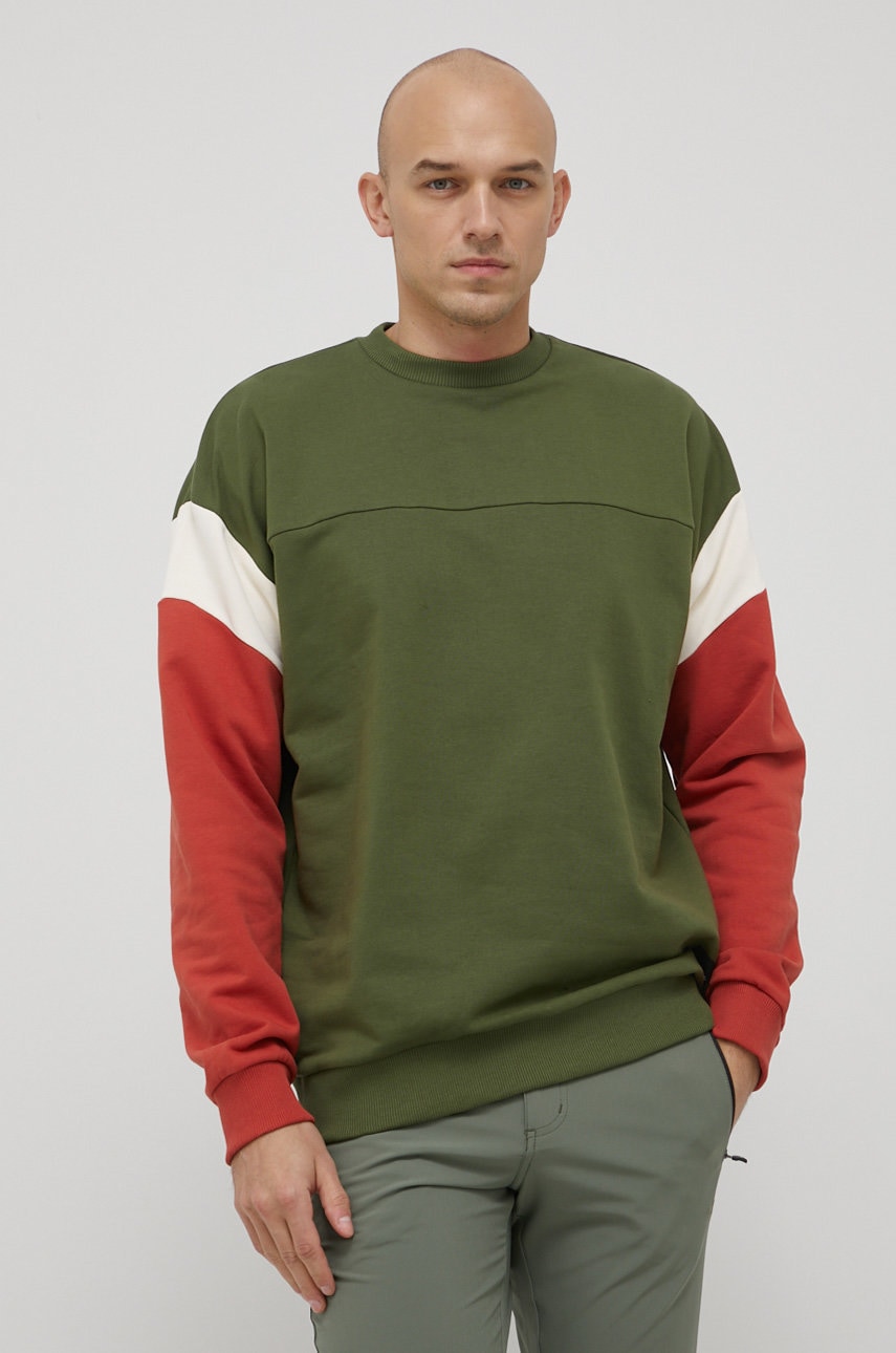 Jack Wolfskin hanorac de bumbac barbati, culoarea verde, modelator