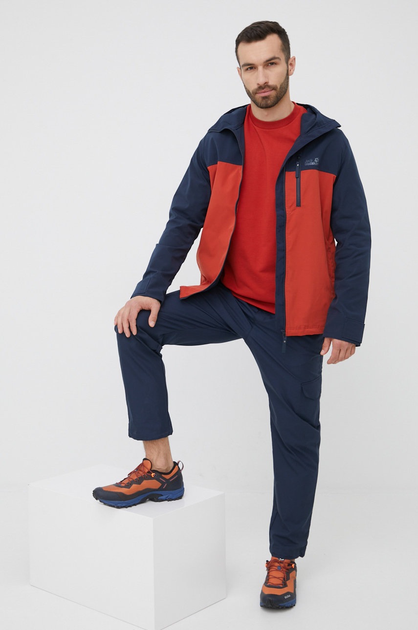 

Хлопковая кофта Jack Wolfskin мужская цвет оранжевый однотонная