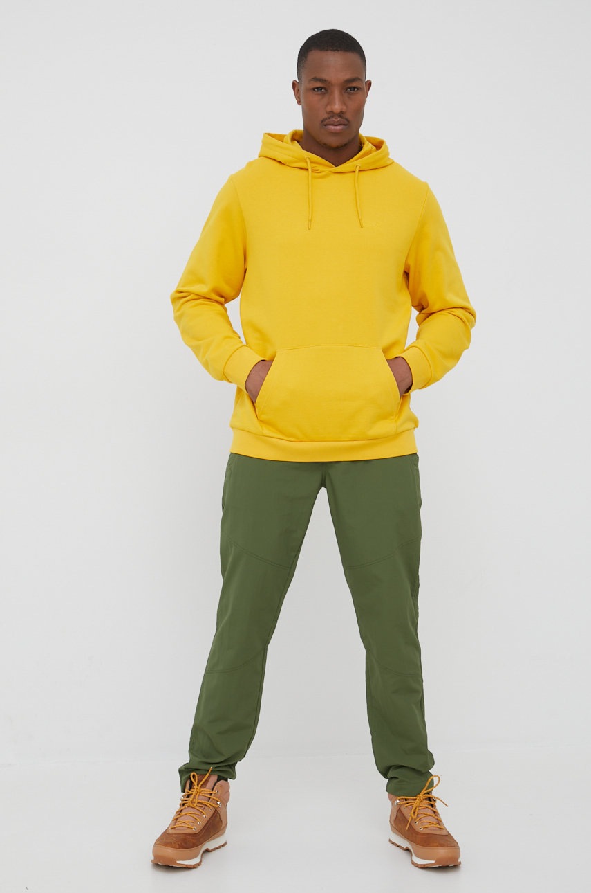 

Бавовняна кофта Jack Wolfskin чоловіча колір жовтий однотонна