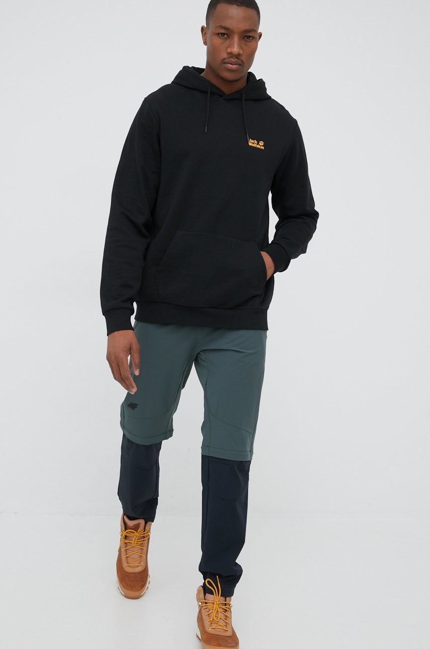 

Бавовняна кофта Jack Wolfskin чоловіча колір чорний однотонна