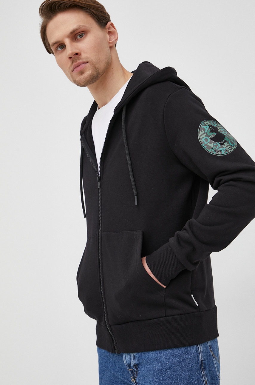 Save the duck bluza barbati, culoarea negru, cu imprimeu