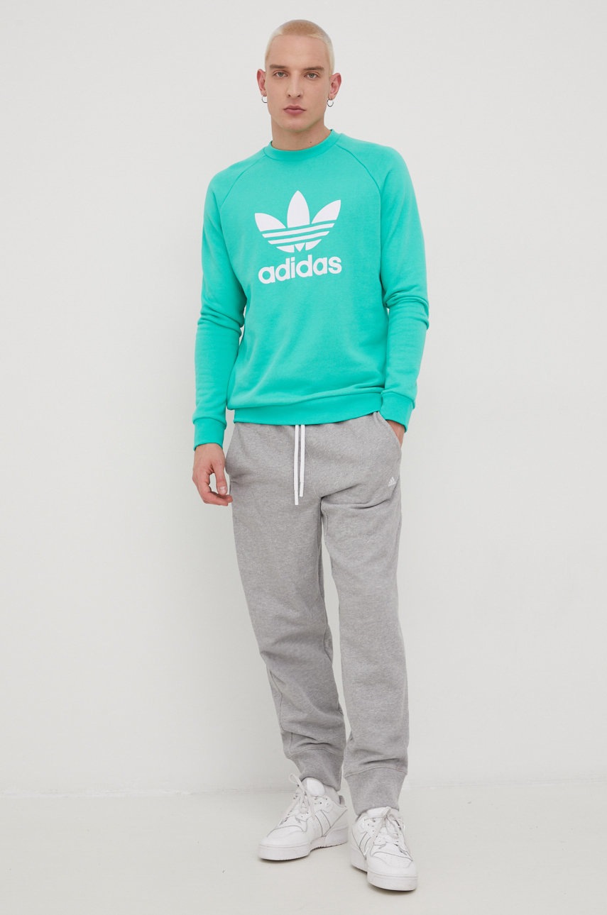 

Бавовняна кофта adidas Originals Adicolor HE9491 чоловіча колір зелений з принтом