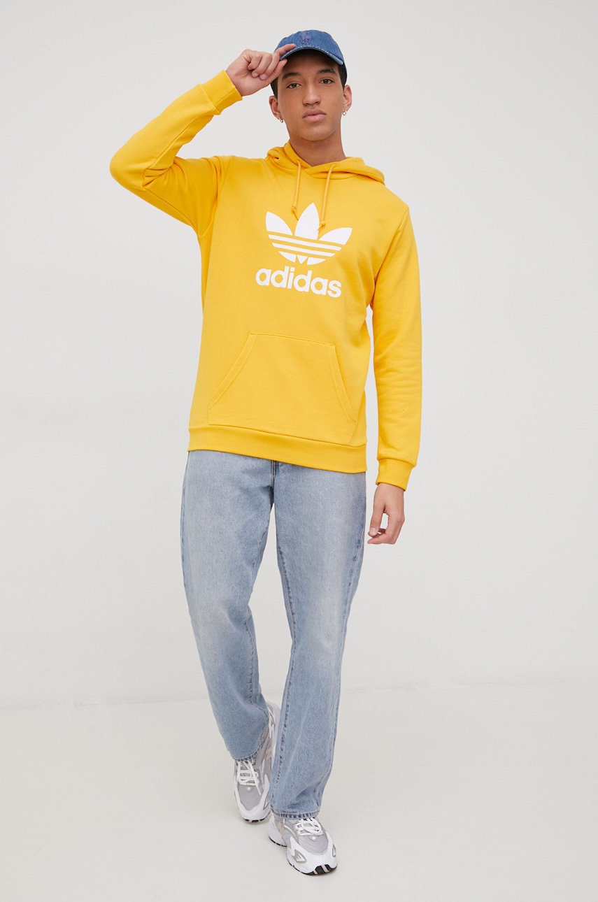 

Хлопковая кофта adidas Originals Adicolor мужская цвет жёлтый с принтом