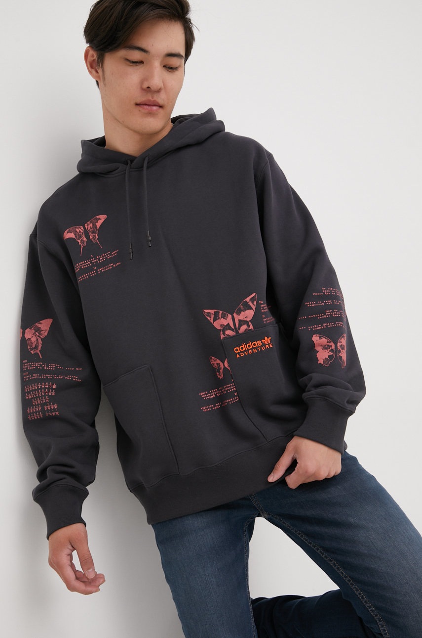 

Памучен суичър adidas Originals HF4792 в сиво с принт, Сив