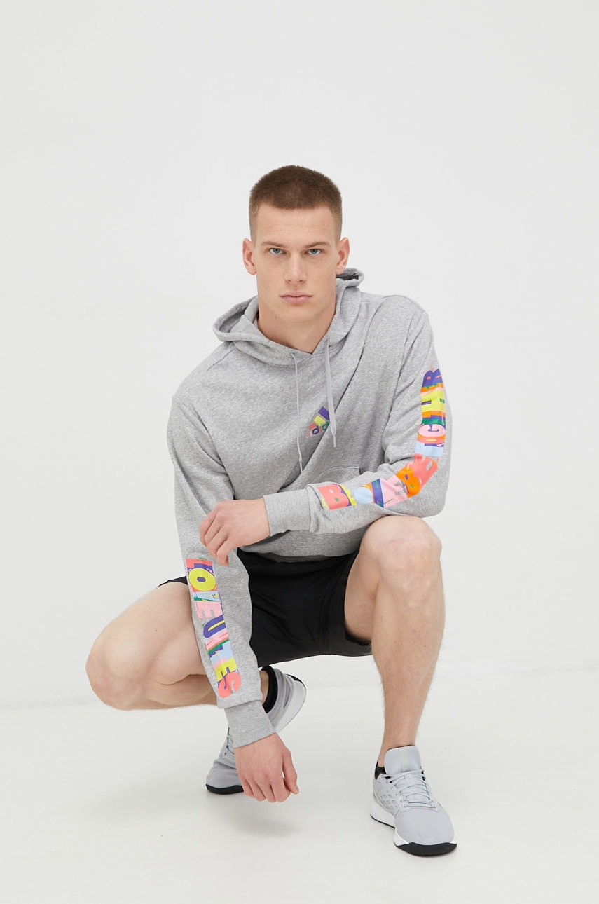 Levně Mikina adidas Performance Pride pánská, šedá barva, melanžová