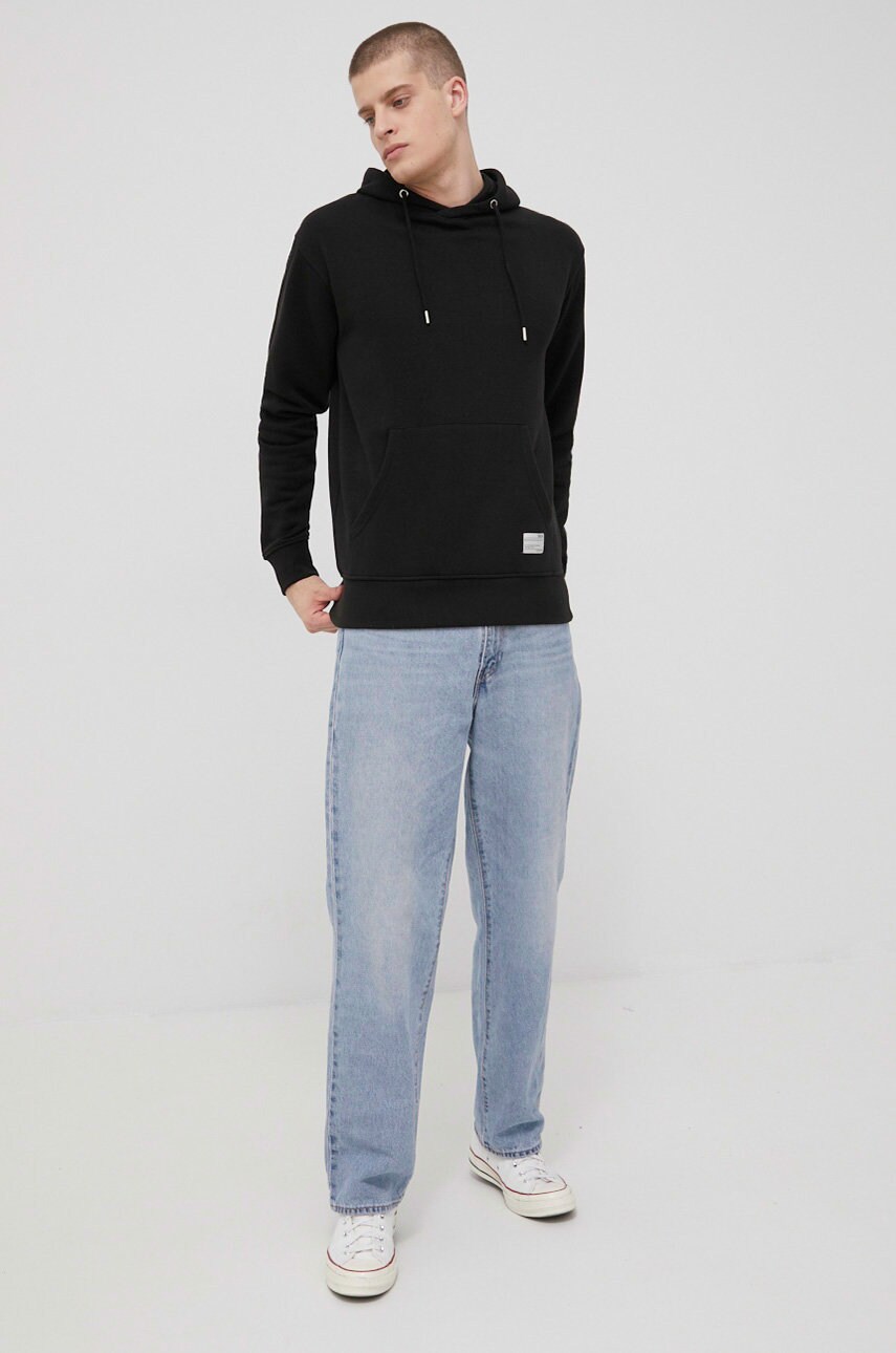 Solid bluza barbati, culoarea negru, neted