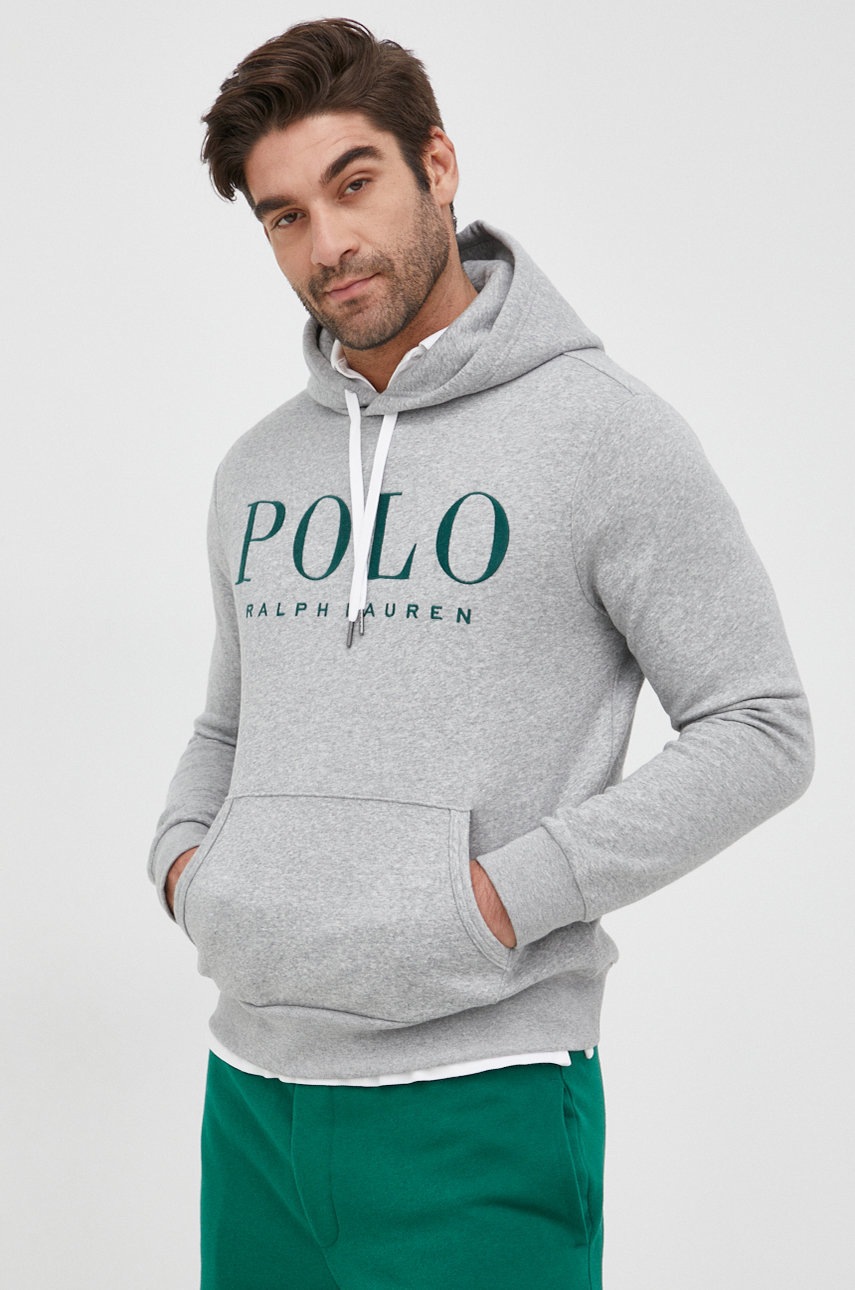 

Суичър Polo Ralph Lauren мъжка в сиво с апликация, Сив