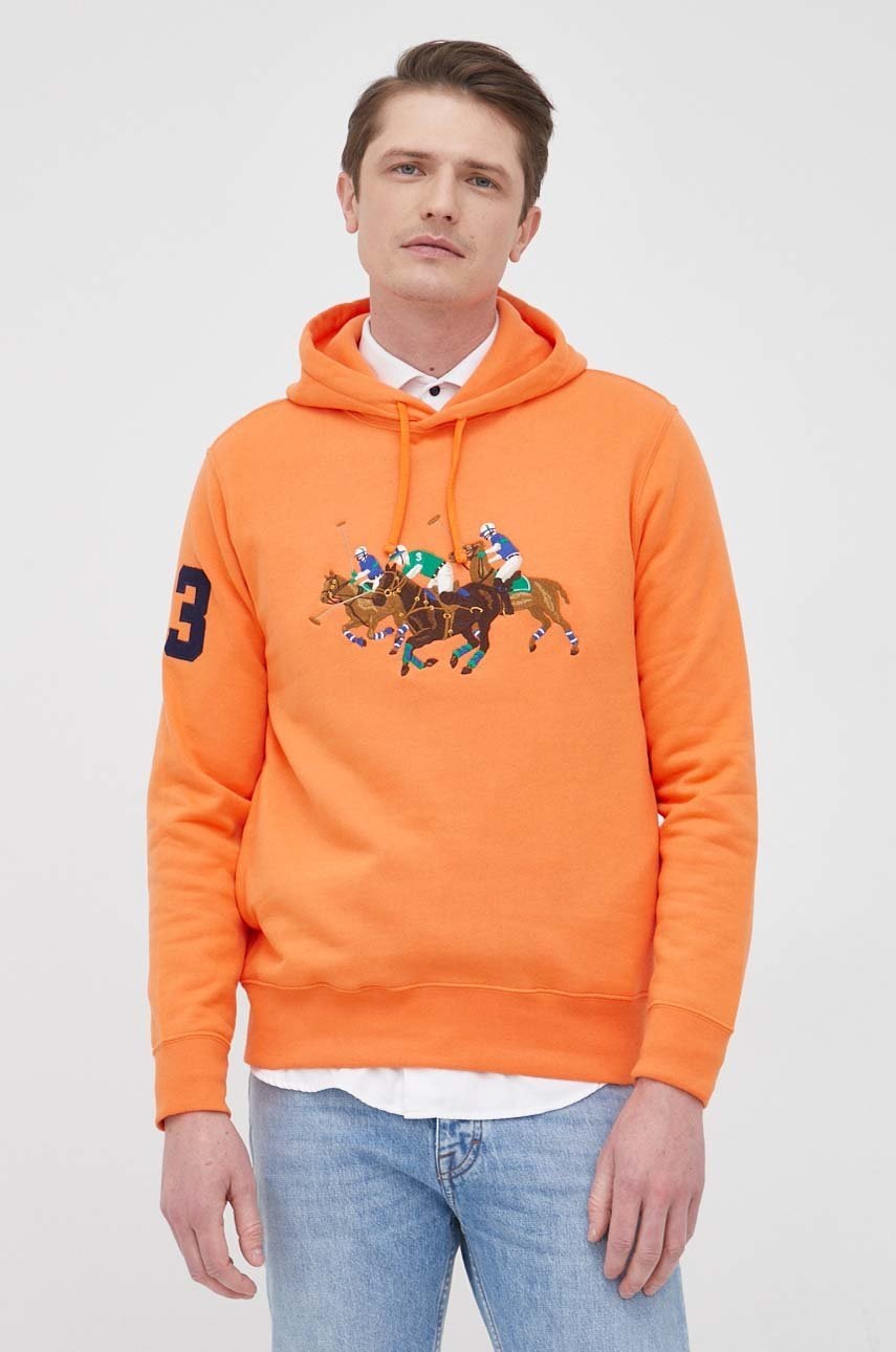 

Суичър Polo Ralph Lauren мъжка в оранжево с апликация, Оранжев