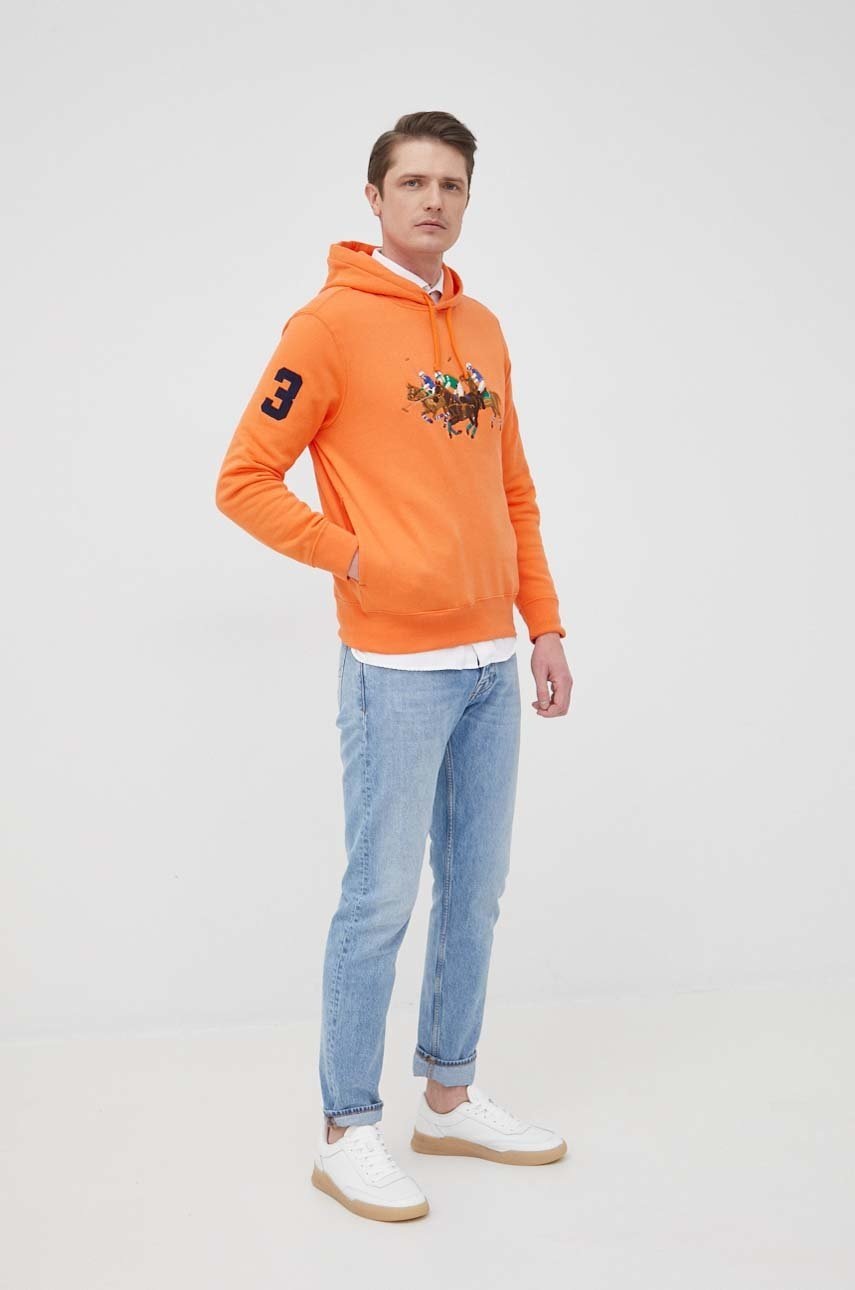 

Кофта Polo Ralph Lauren мужская цвет оранжевый с аппликацией