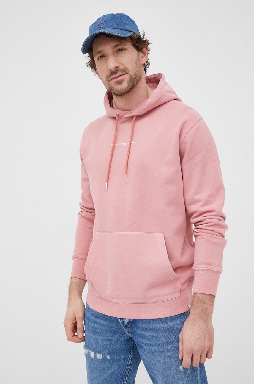 

Бавовняна кофта Pepe Jeans David Hoodie чоловіча колір рожевий з принтом