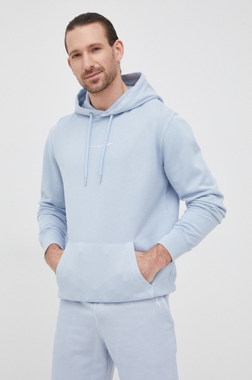 

Памучен суичър Pepe Jeans David Hoodie мъжки с изчистен дизайн, Син