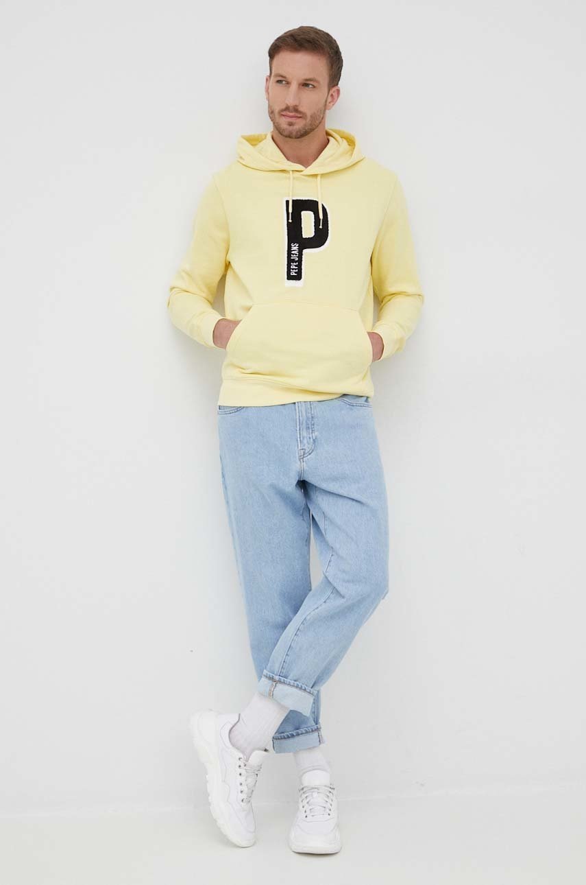 

Бавовняна кофта Pepe Jeans Danny чоловіча колір жовтий з аплікацією