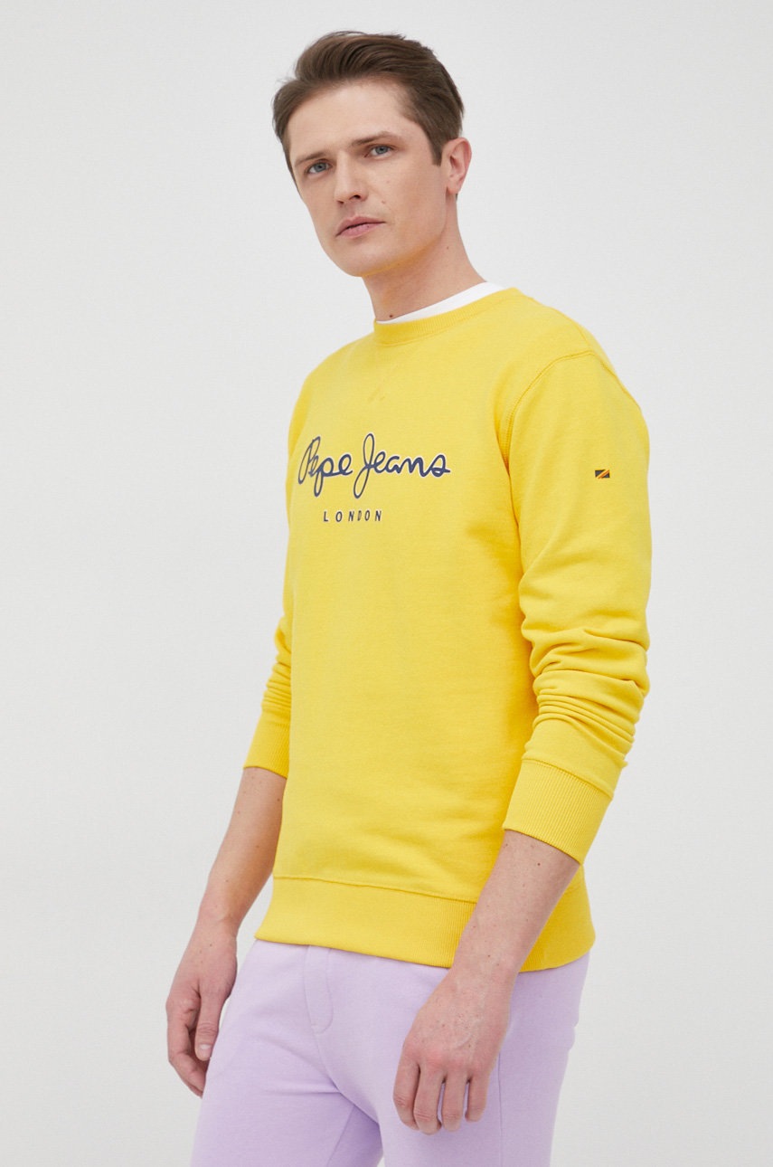 

Бавовняна кофта Pepe Jeans George Crew чоловіча колір жовтий з принтом