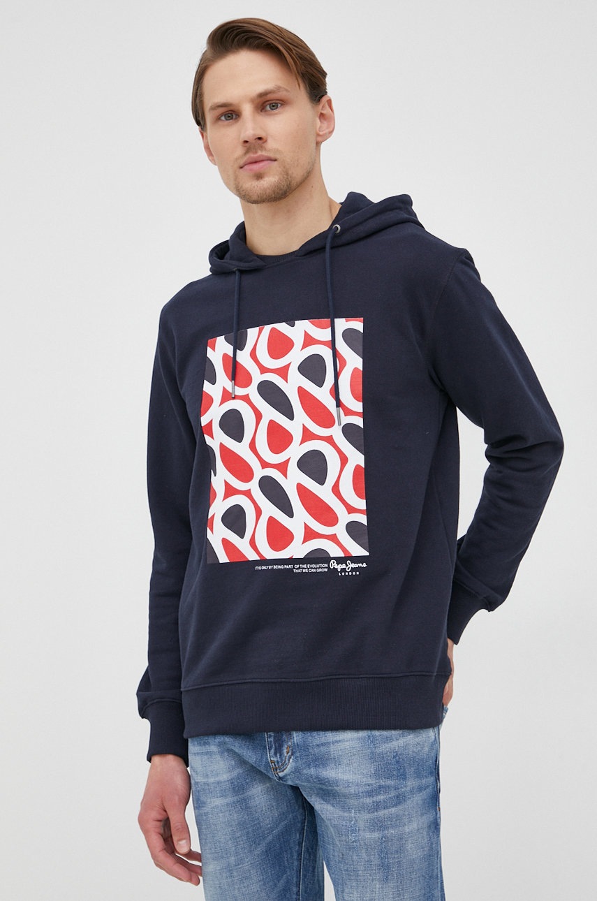 

Хлопковая кофта Pepe Jeans Dardanus мужская цвет синий с принтом