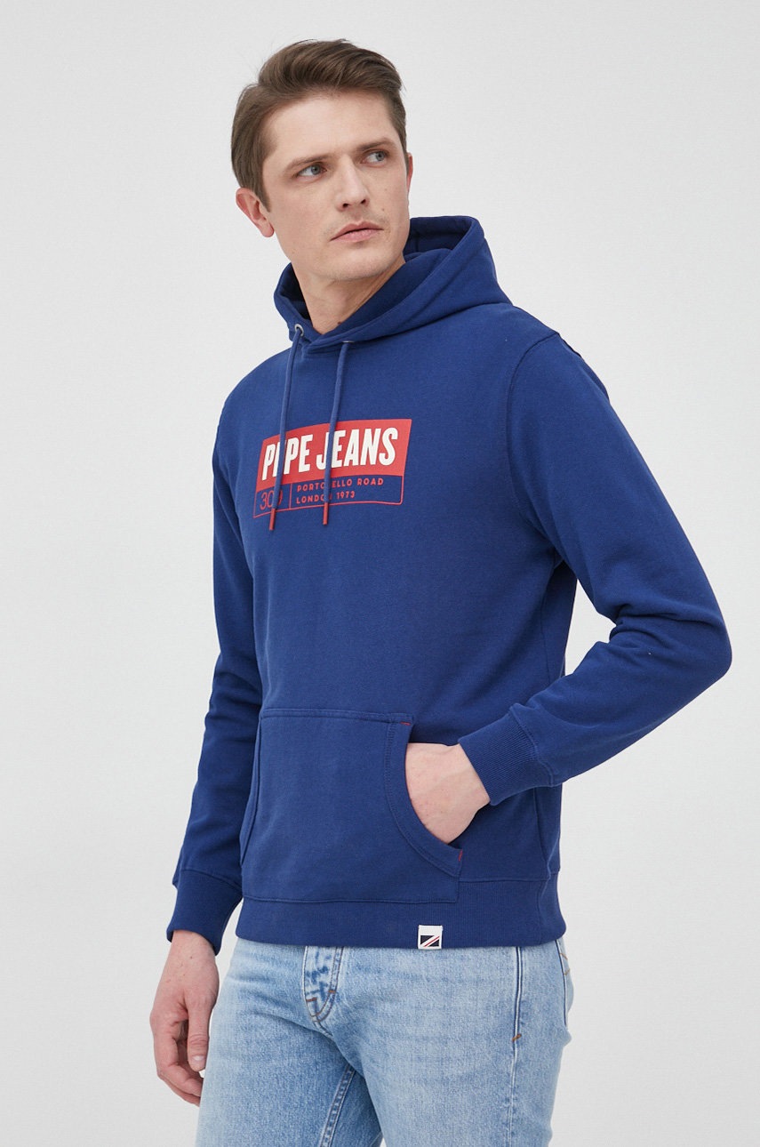 

Памучен суичър Pepe Jeans Douglas мъжки в тъмносиньо с апликация, Тъмносин