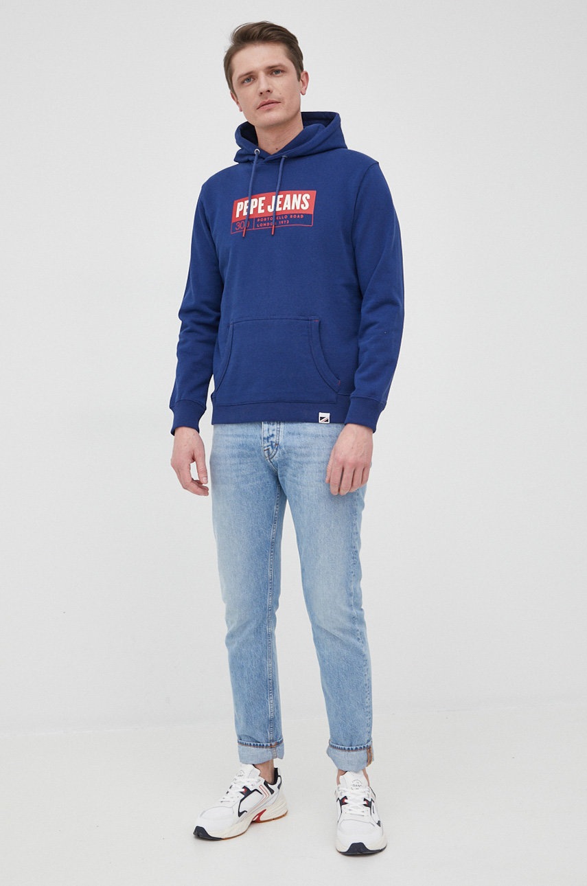 

Бавовняна кофта Pepe Jeans Douglas чоловіча колір синій з аплікацією