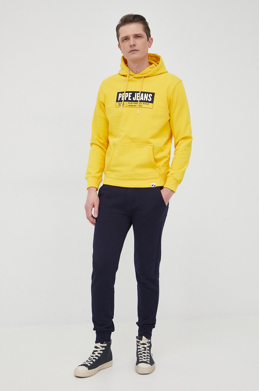 

Бавовняна кофта Pepe Jeans Douglas чоловіча колір жовтий з аплікацією