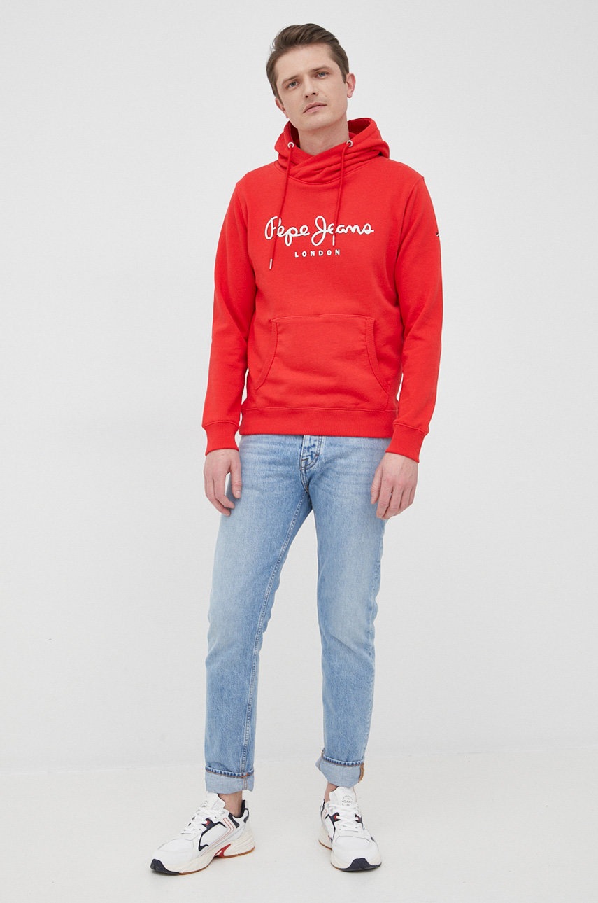 

Кофта Pepe Jeans George Hoody чоловіча колір червоний з принтом