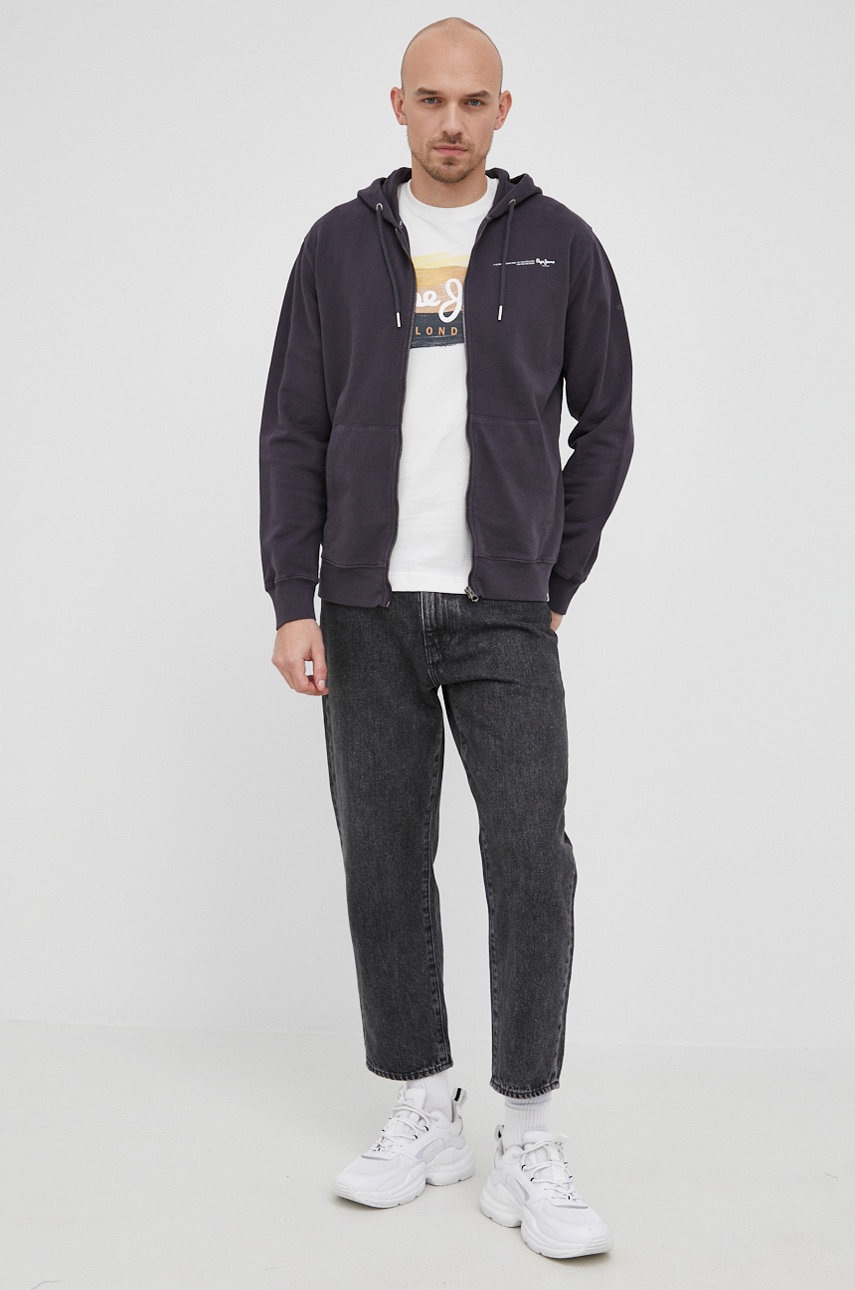 

Бавовняна кофта Pepe Jeans David Zip чоловіча колір сірий однотонна