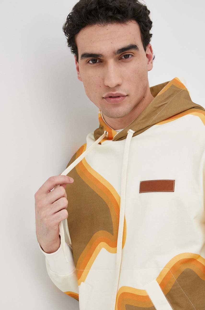 

Памучен суичър Liu Jo в бежово с качулка с десен, Бежов