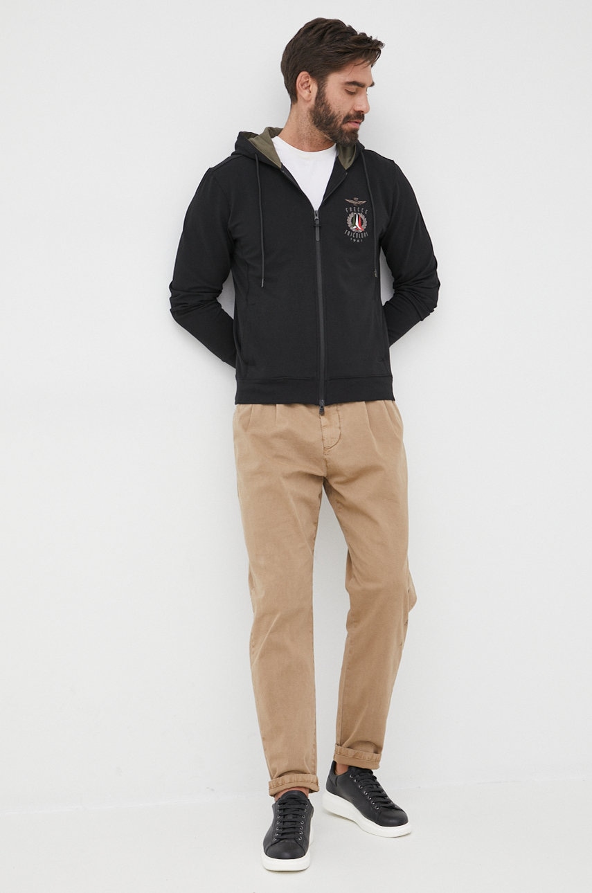 Aeronautica militare bluza barbati, culoarea negru, cu imprimeu
