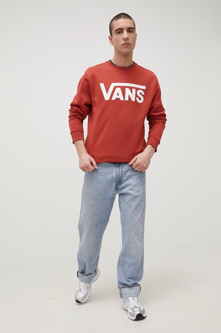 

Хлопковая кофта Vans мужская цвет красный с принтом