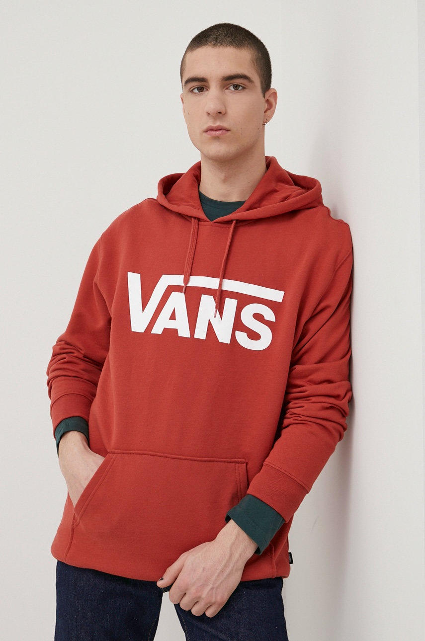 

Памучен суичър Vans мъжки в червено с принт, Червен