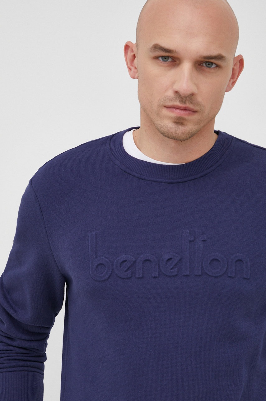 

Памучен суичър United Colors of Benetton в тъмносиньо с апликация, Тъмносин