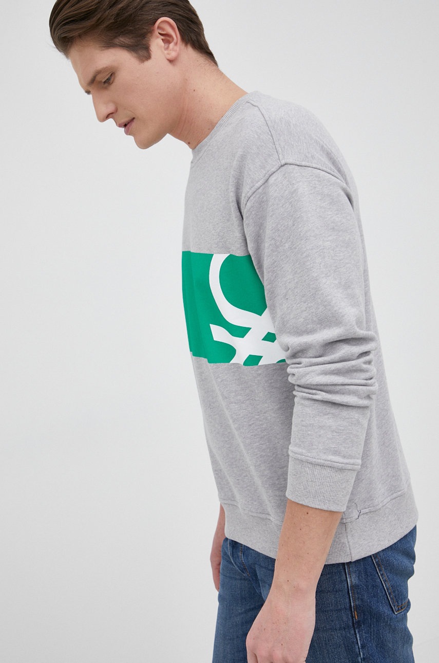 

Суичър United Colors of Benetton мъжки в меланж на сиво, Сив
