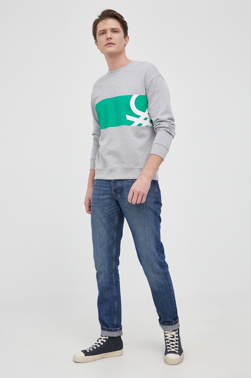 

Кофта United Colors of Benetton мужская цвет серый меланж