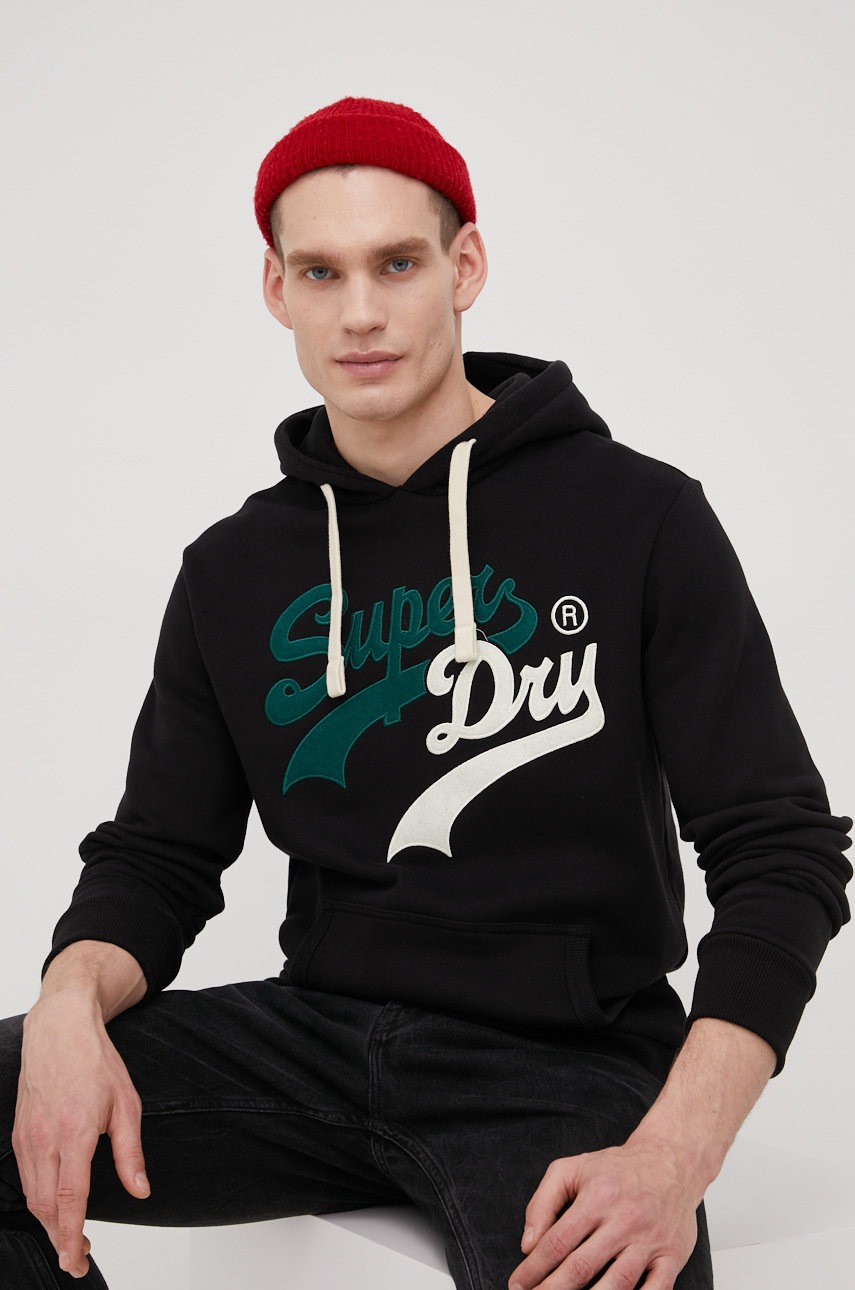 

Кофта Superdry чоловіча колір чорний з аплікацією