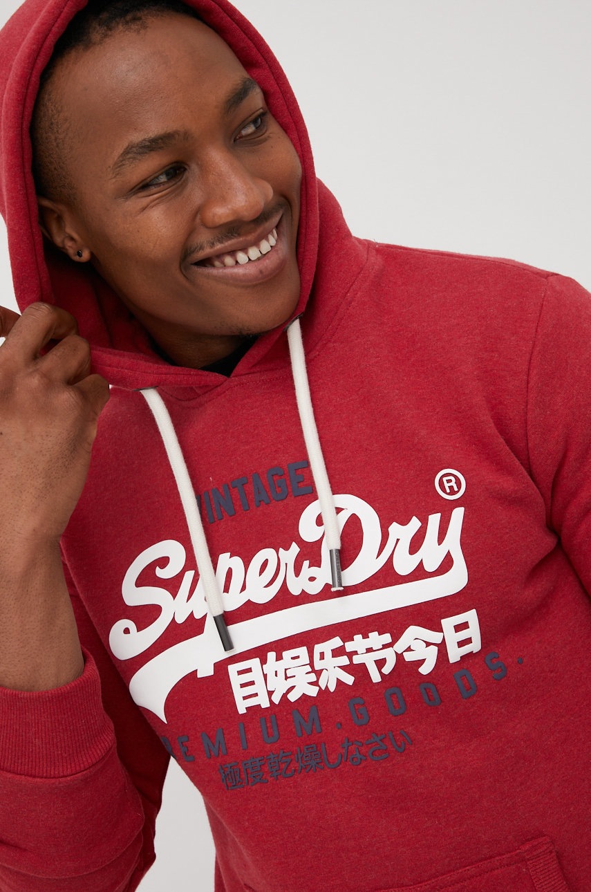 

Суичър Superdry в червено с апликация, Червен