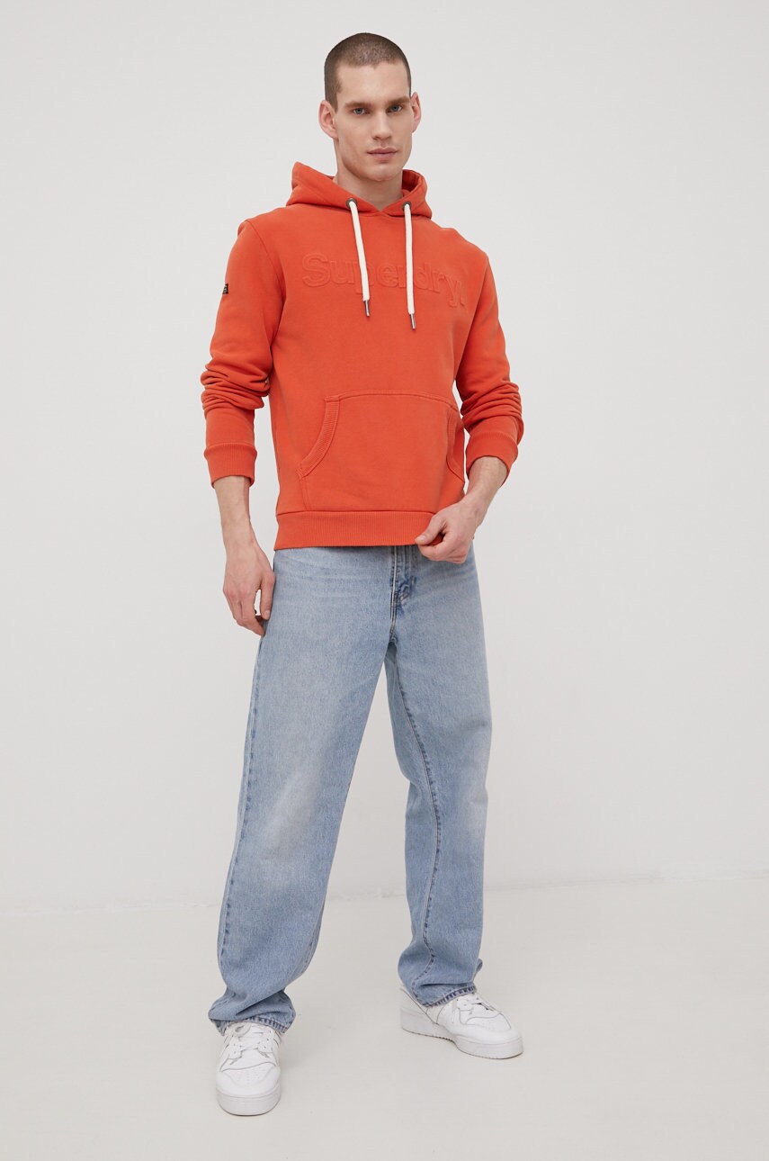 

Кофта Superdry мужская цвет оранжевый с аппликацией