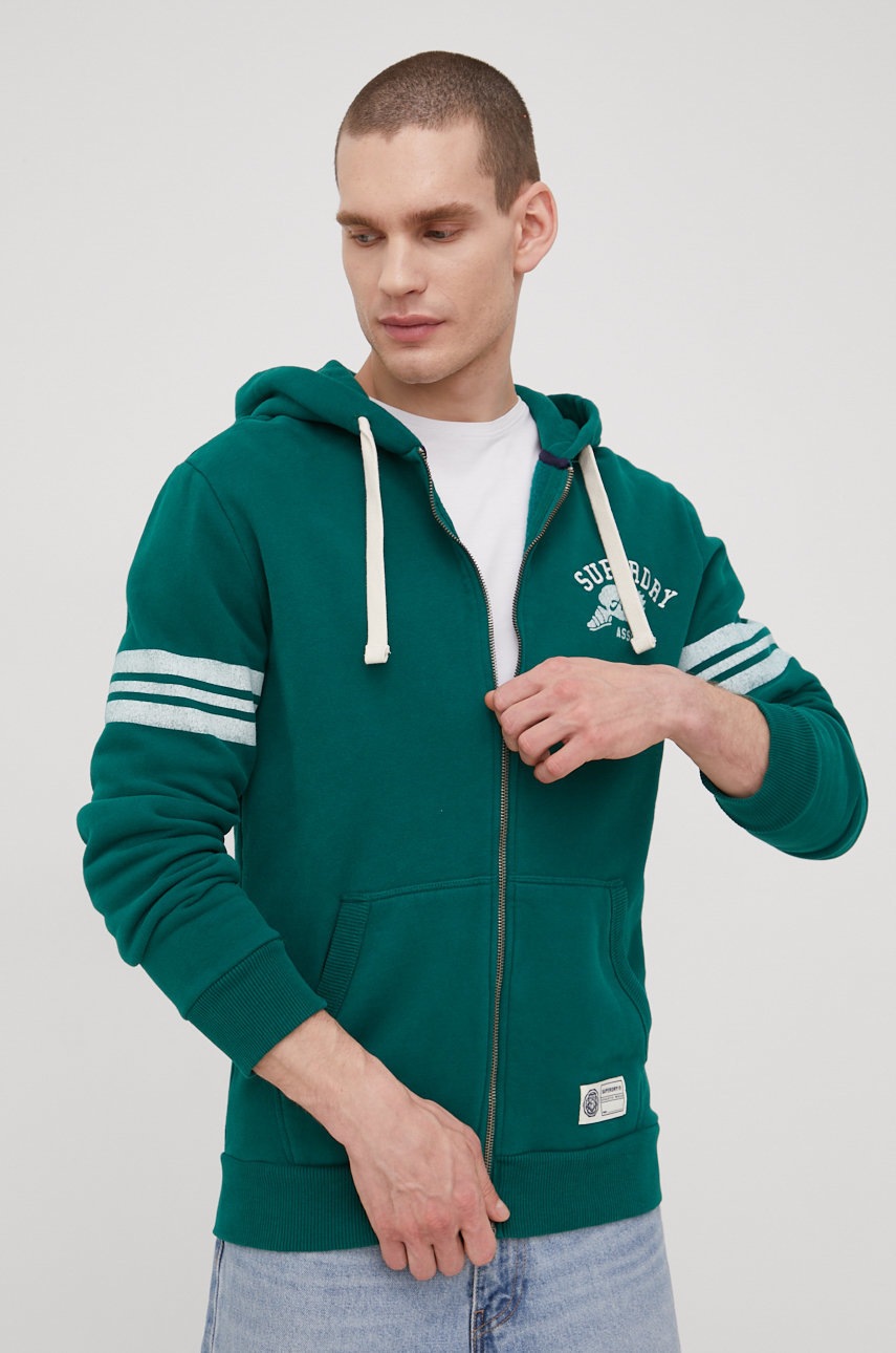 

Суичър Superdry в зелено с принт, Зелен