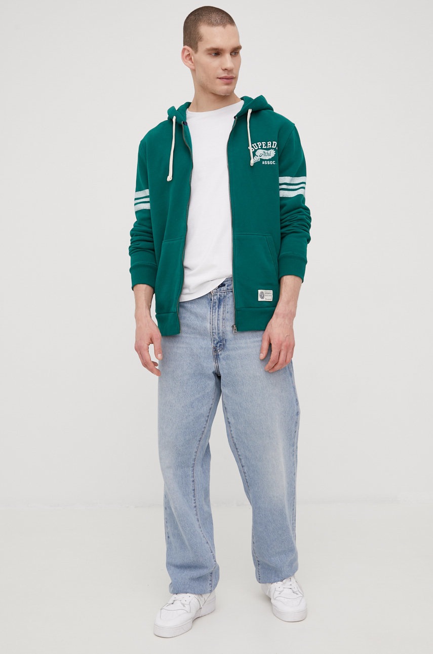 

Кофта Superdry чоловіча колір зелений з принтом