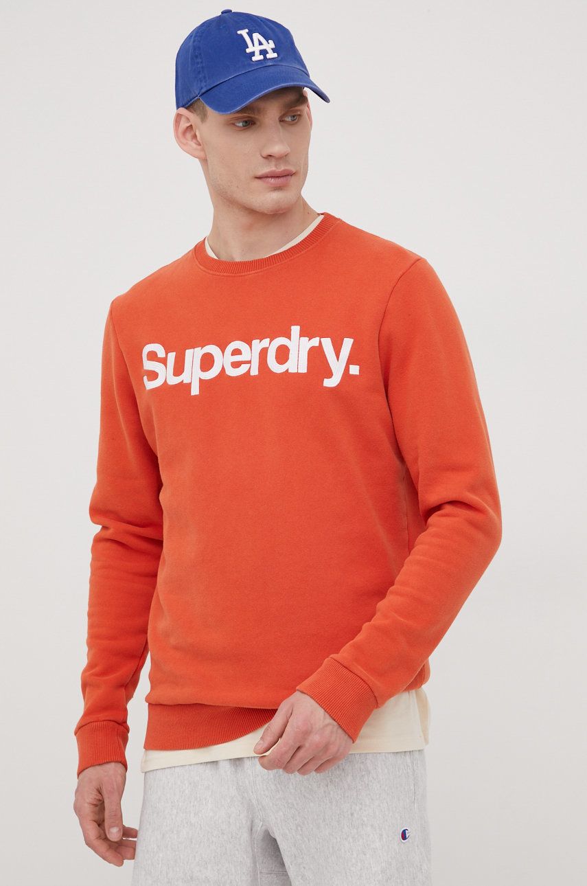 Superdry bluza barbati, culoarea portocaliu, cu imprimeu answear.ro imagine noua