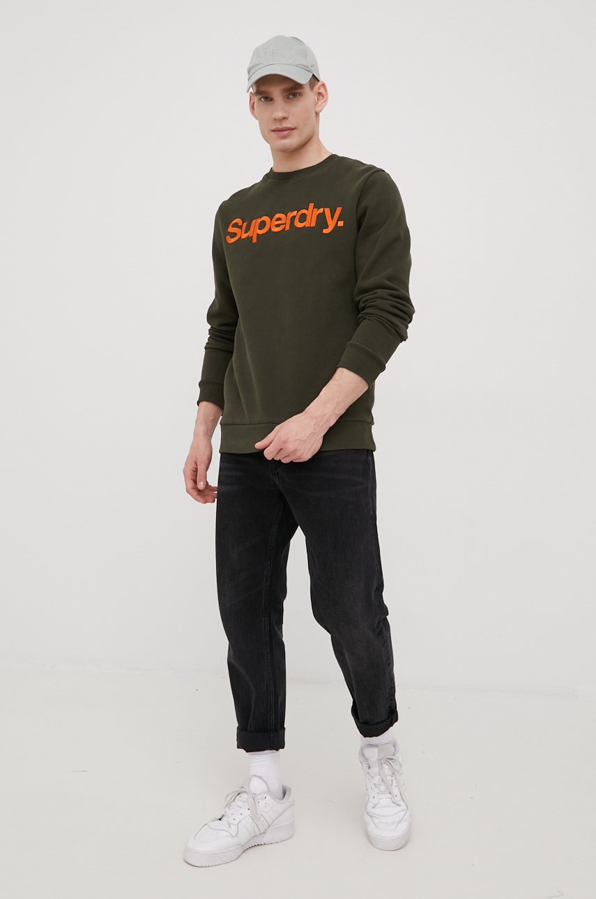 

Кофта Superdry чоловіча колір зелений з аплікацією