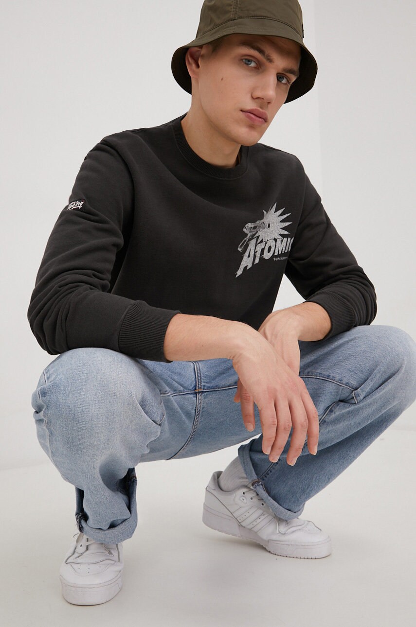 

Хлопковая кофта Superdry мужская цвет зелёный с принтом