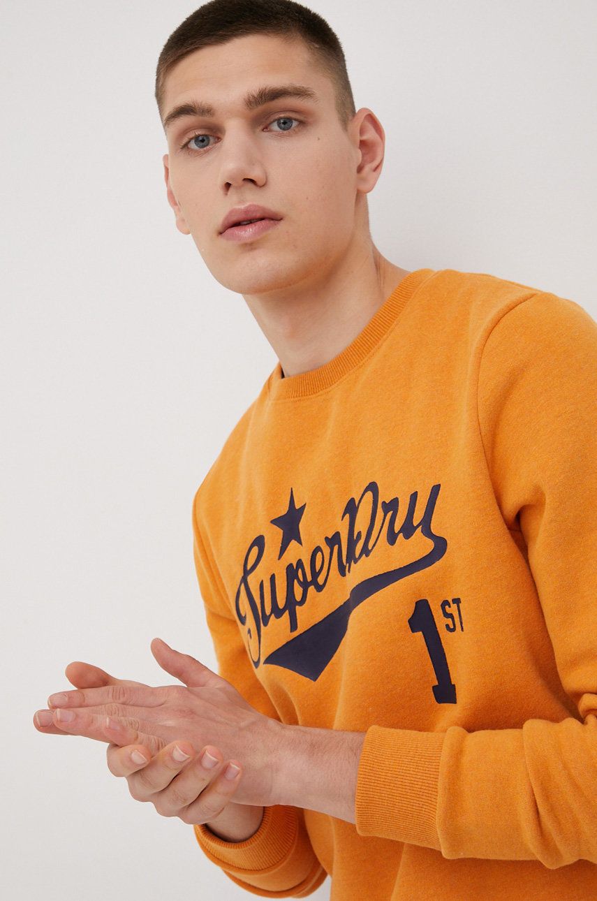 Superdry bluza barbati, culoarea galben, cu imprimeu answear.ro imagine noua