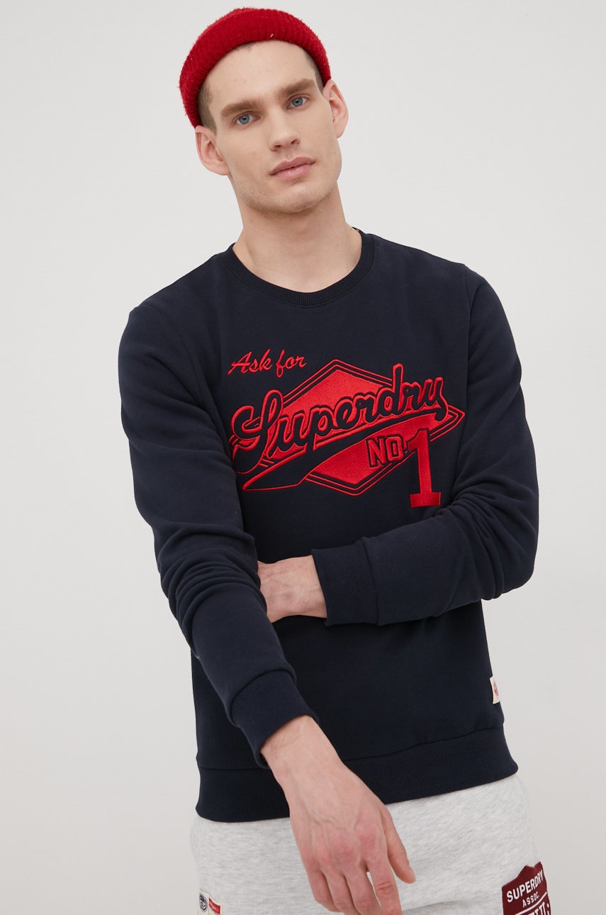 

Суичър Superdry в тъмносиньо с принт, Тъмносин