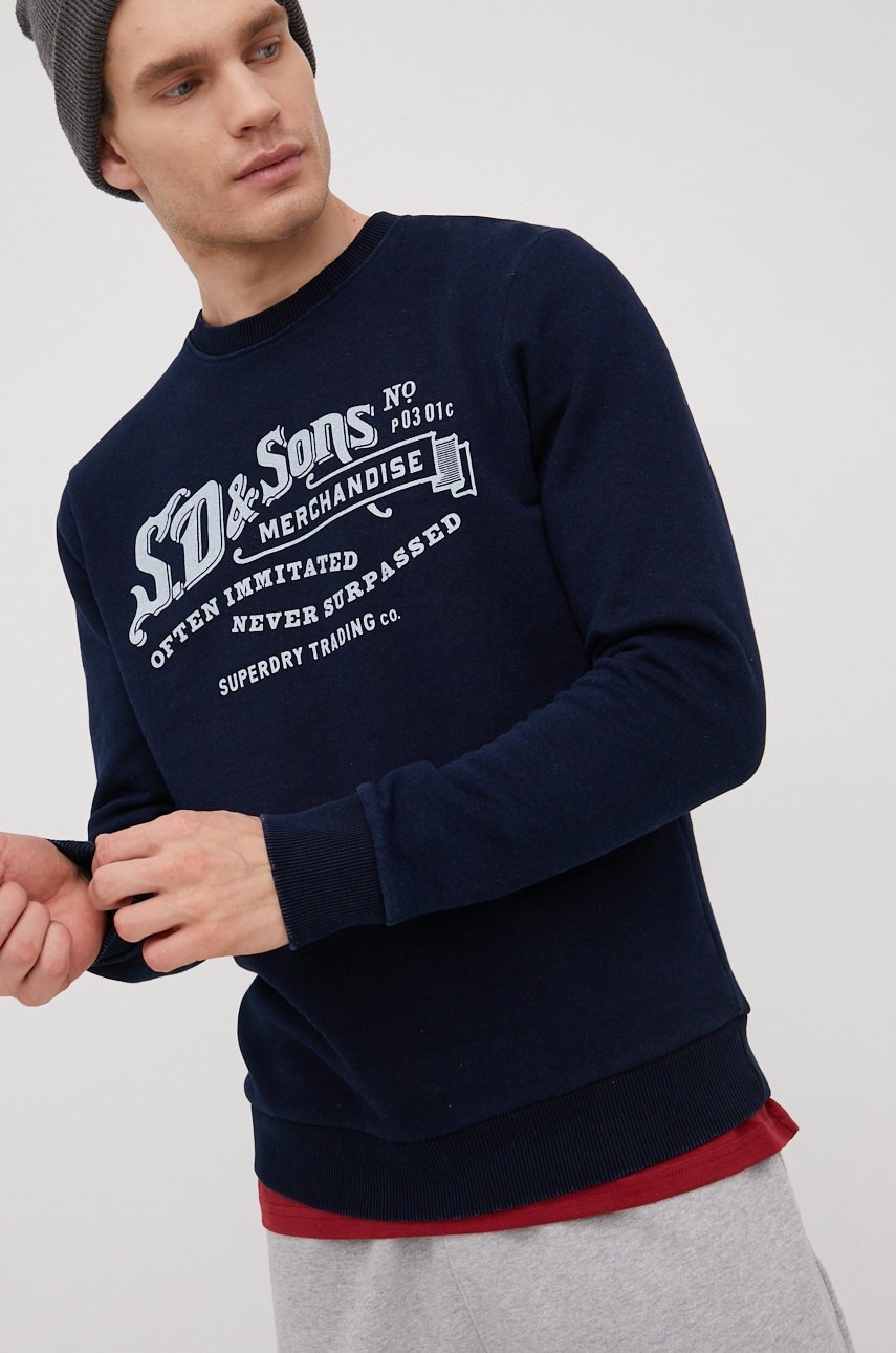 

Суичър Superdry в тъмносиньо с принт, Тъмносин