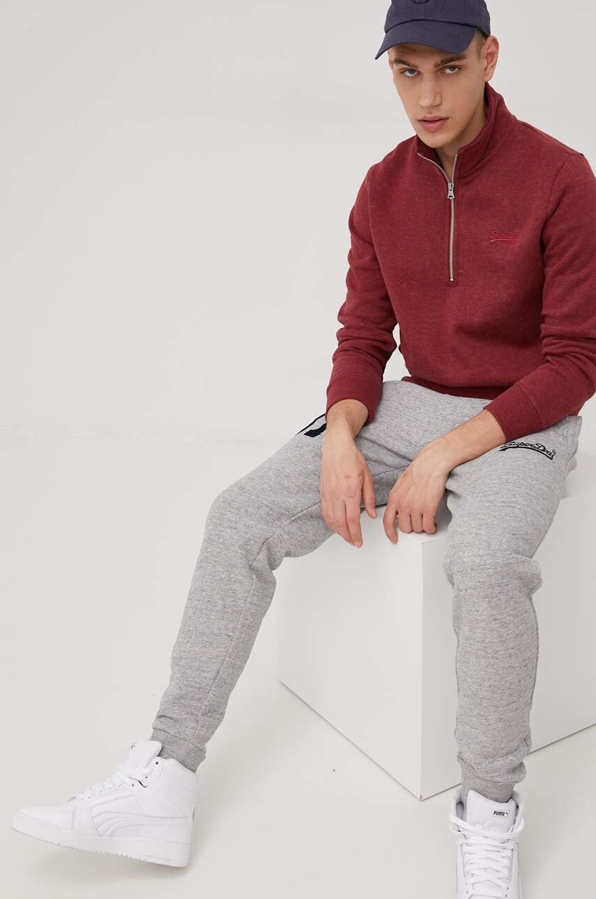 

Кофта Superdry мужская цвет бордовый меланж