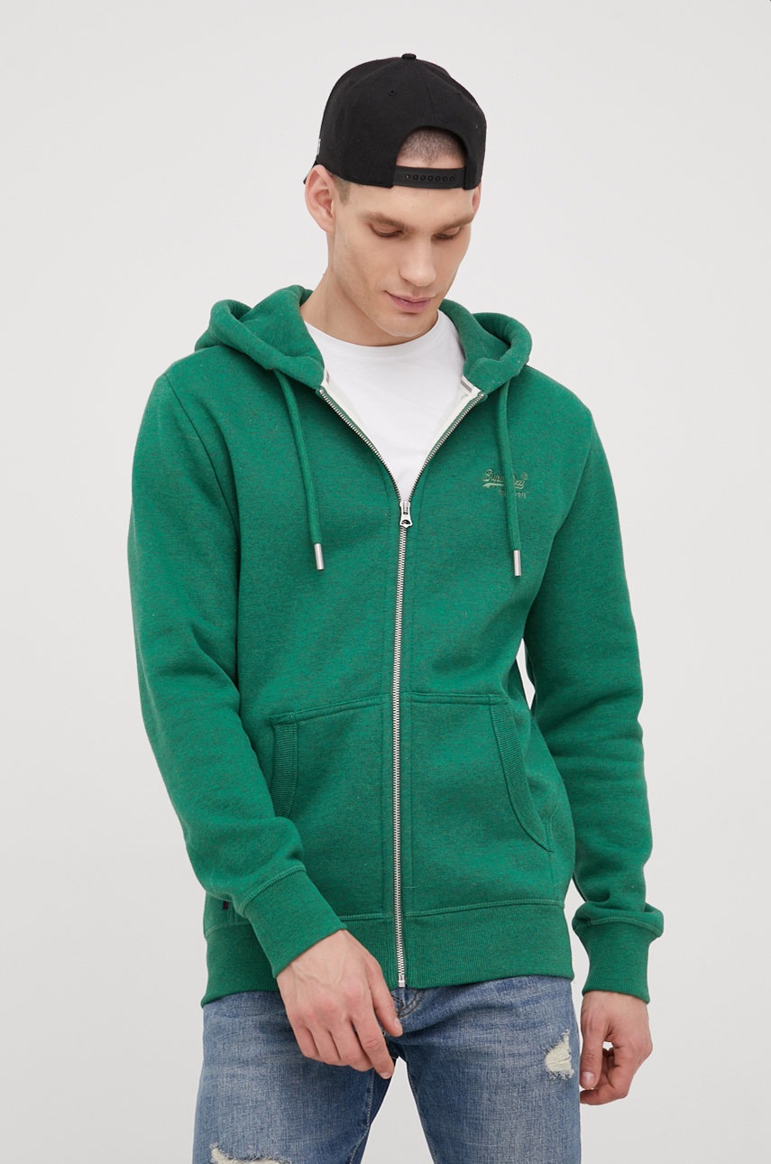 

Суичър Superdry в зелено с изчистен дизайн, Зелен