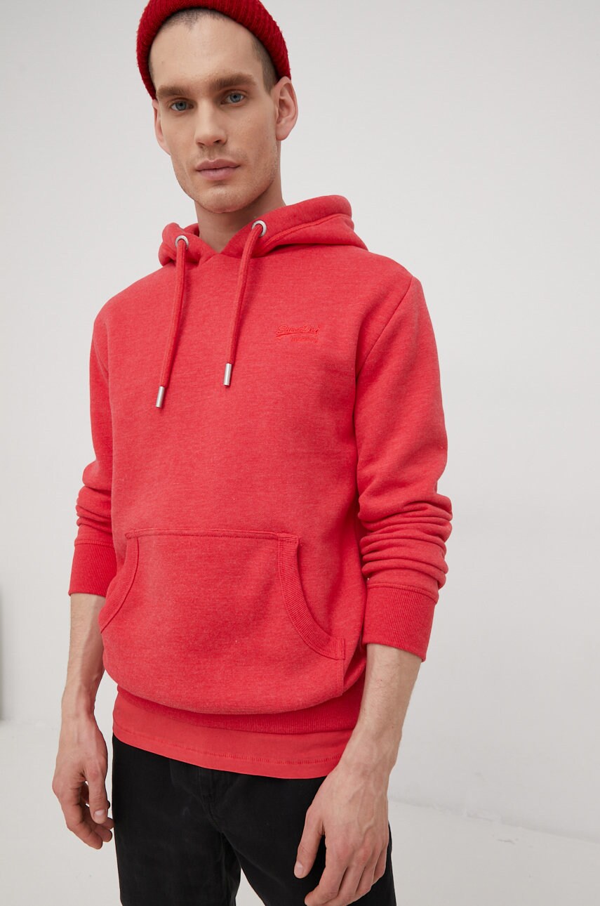 Superdry bluza barbati, culoarea rosu, neted