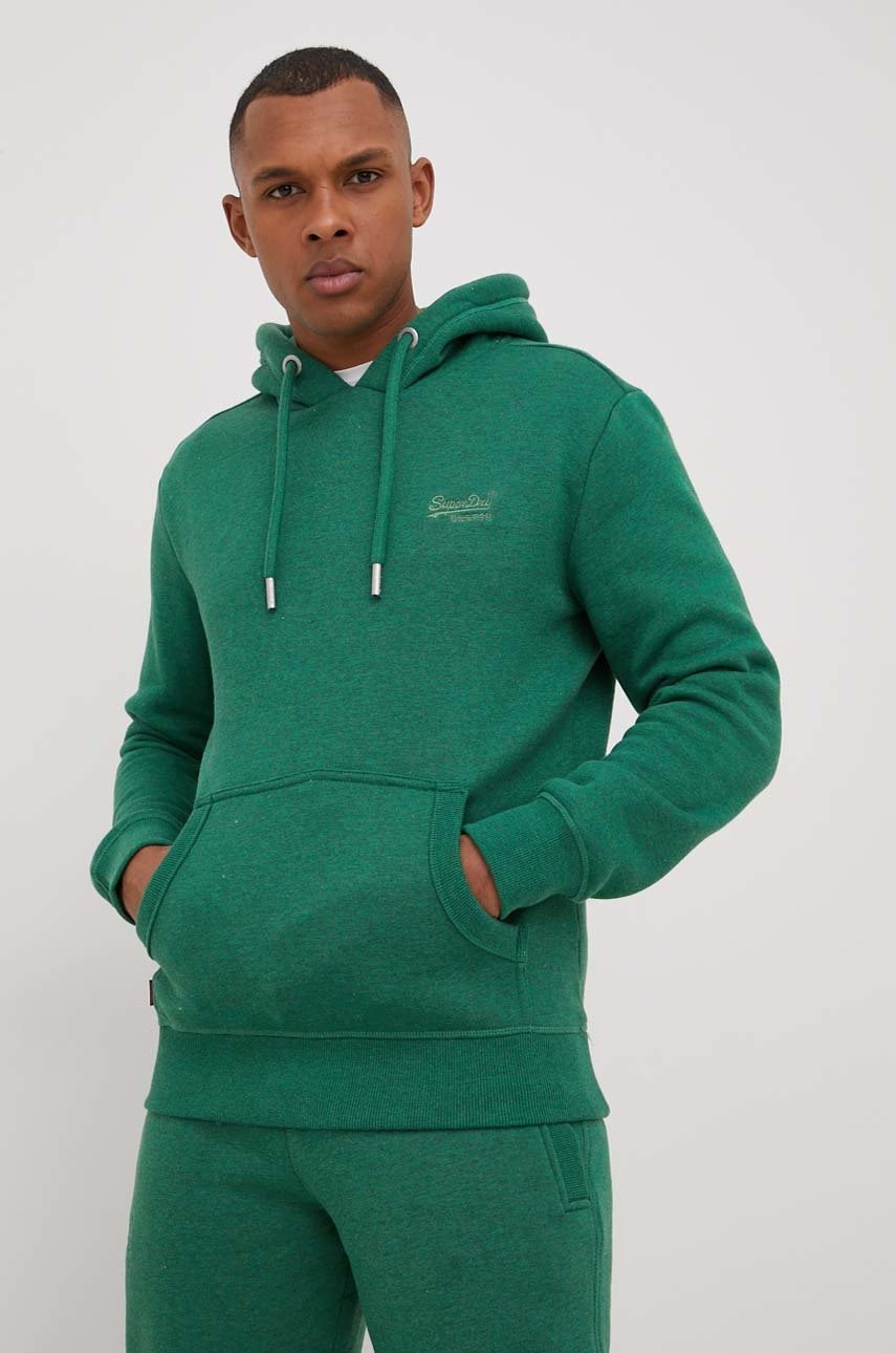 Superdry bluza barbati, culoarea verde, melanj